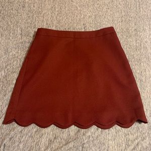 scalloped maroon skirt